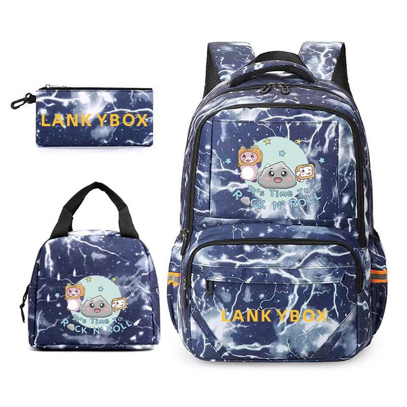 Zaino Scolastico Lankybox Grande Capacità per Ragazze Giovani Set da Tre Pezzi con Stampa