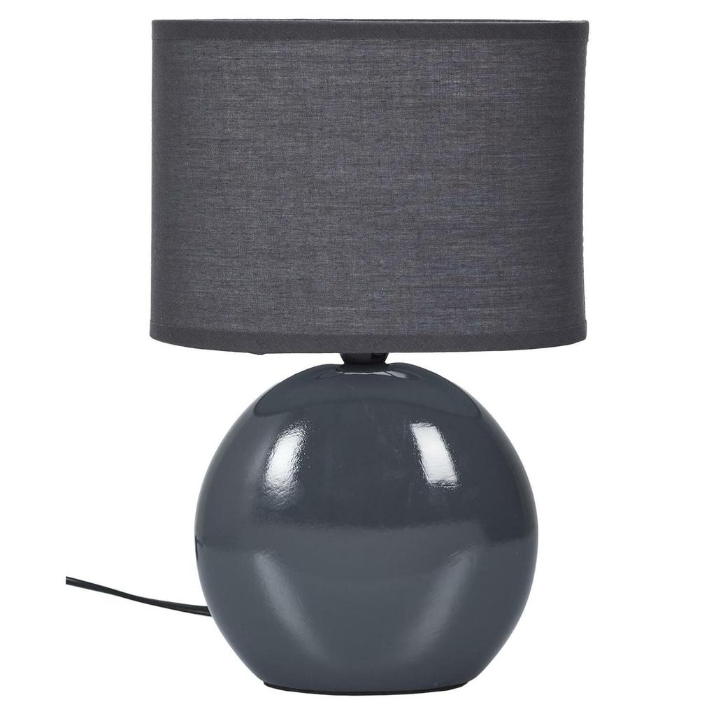 Luminária de Mesa Oval em Grafite Cerâmico com Abajur
