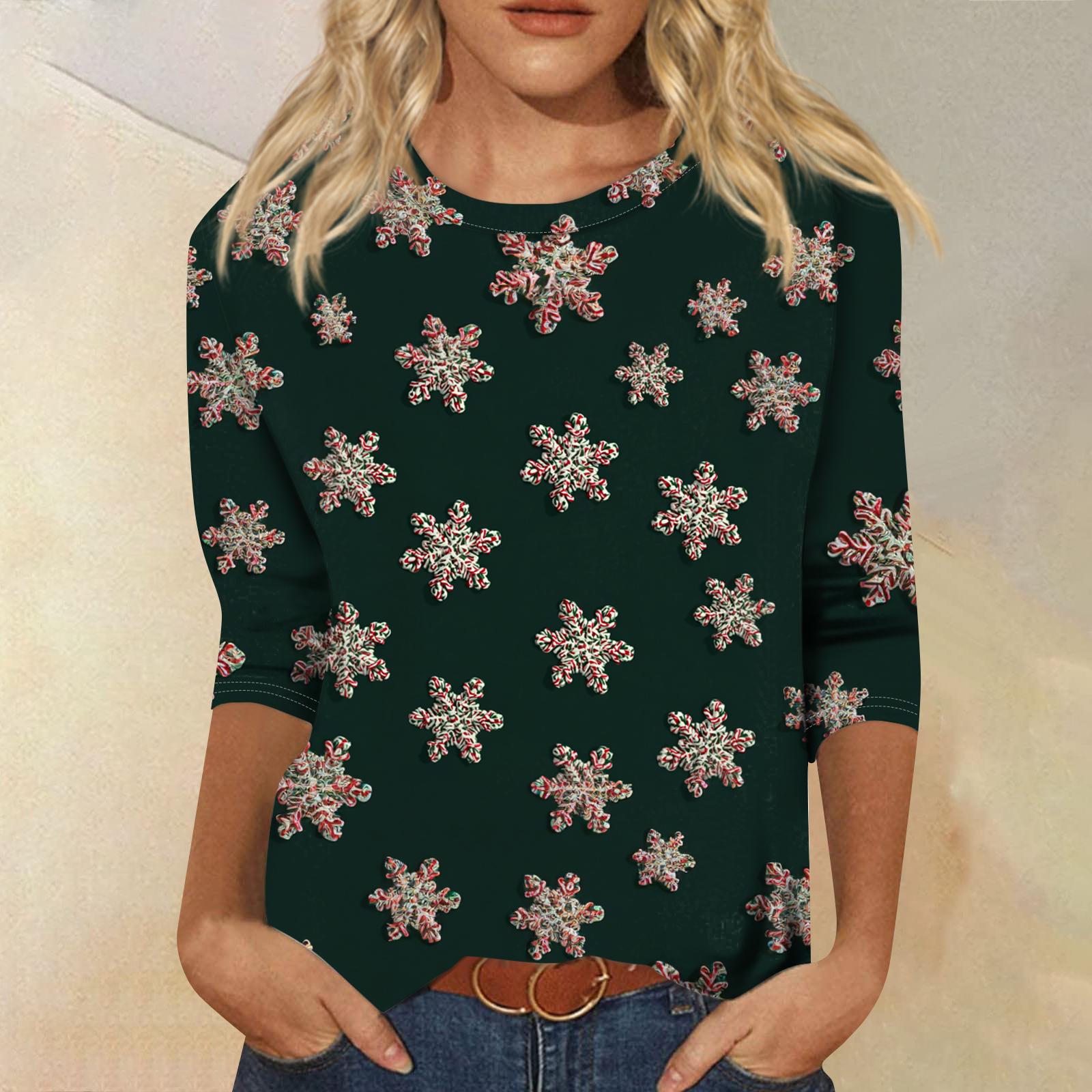 

Женская модная повседневная свободная футболка с круглым вырезом и рукавами 3/4 с принтом, женский топ XXL