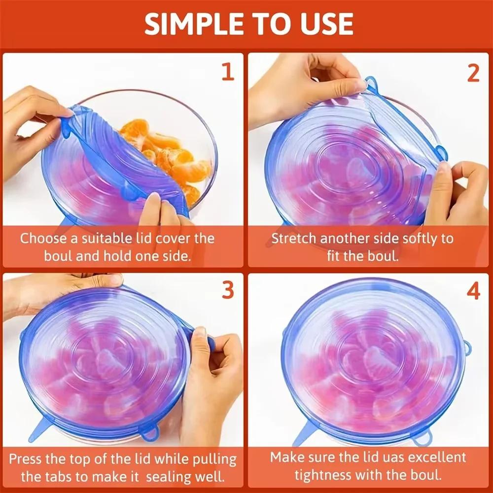 Silicone Six-Piece Set Fresh-Keeping Cover Stretch 6-Piece Set Bowl Cover Refrigerator Microwave Sealed Fresh-Keeping Film