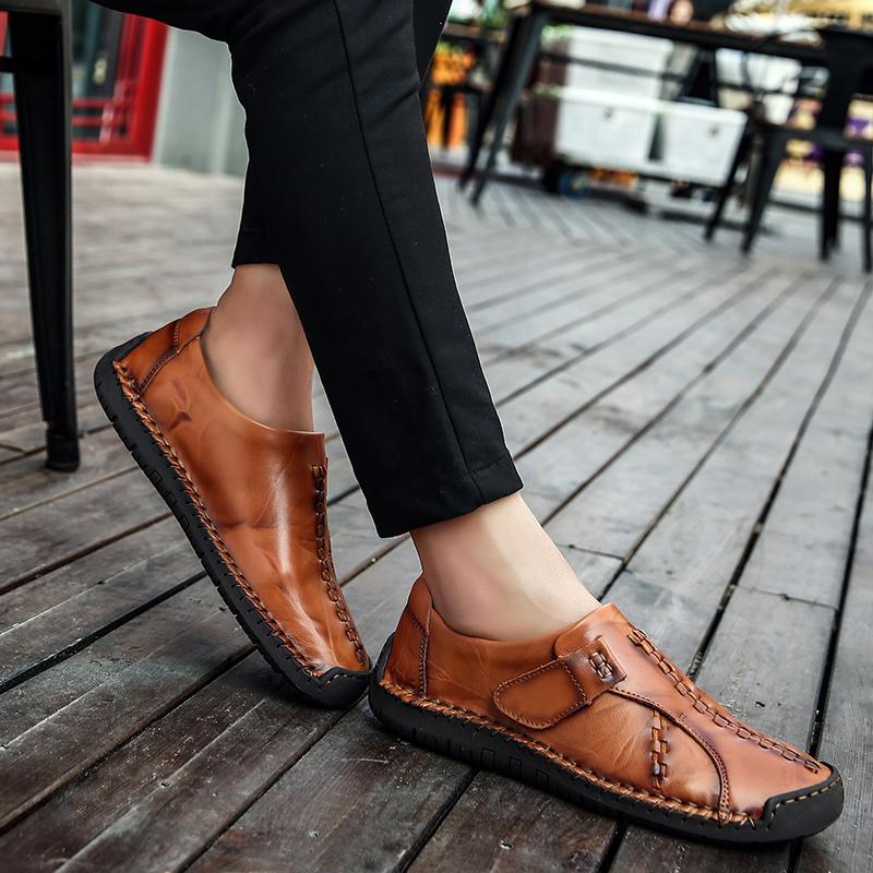 Men’s Moccasins Handmade Slip On Driving Shoes Comfort Flats Casual Shoes Plus Size Leather Shoes for Men Over Sized