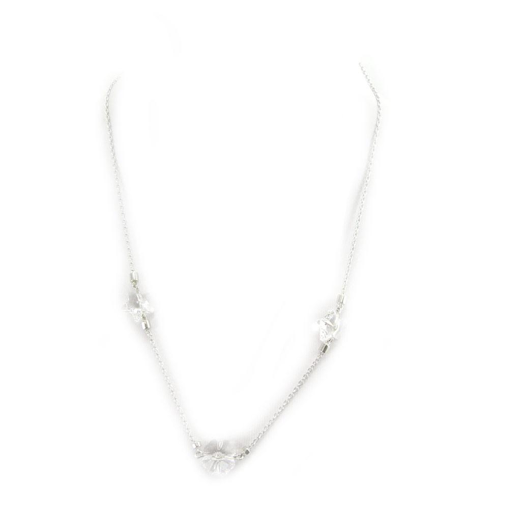 Altesse [L6105] - White 'Crystal' Silver Necklace