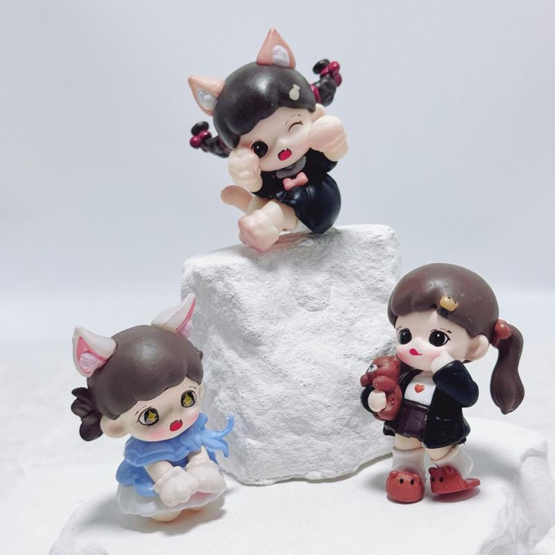 Zoraa Meow Sister Series Blind Bag Derivative Work Creativity Car Ornament Diy Backpack Pendant Mini Figure Toy Collectble Gifts