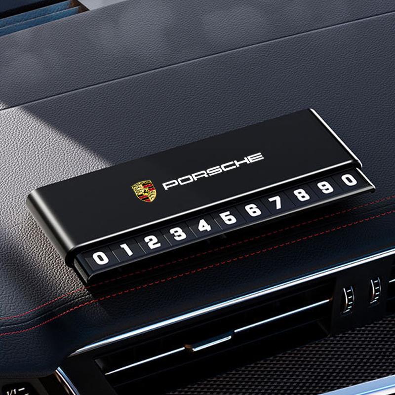 

Автомобильная временная парковочная табличка с номерами из алюминиевого сплава, сдвижная, регулируемая, наклейки для Porsche Cayenne Panamera Macan Boxster 911 718 чёрный