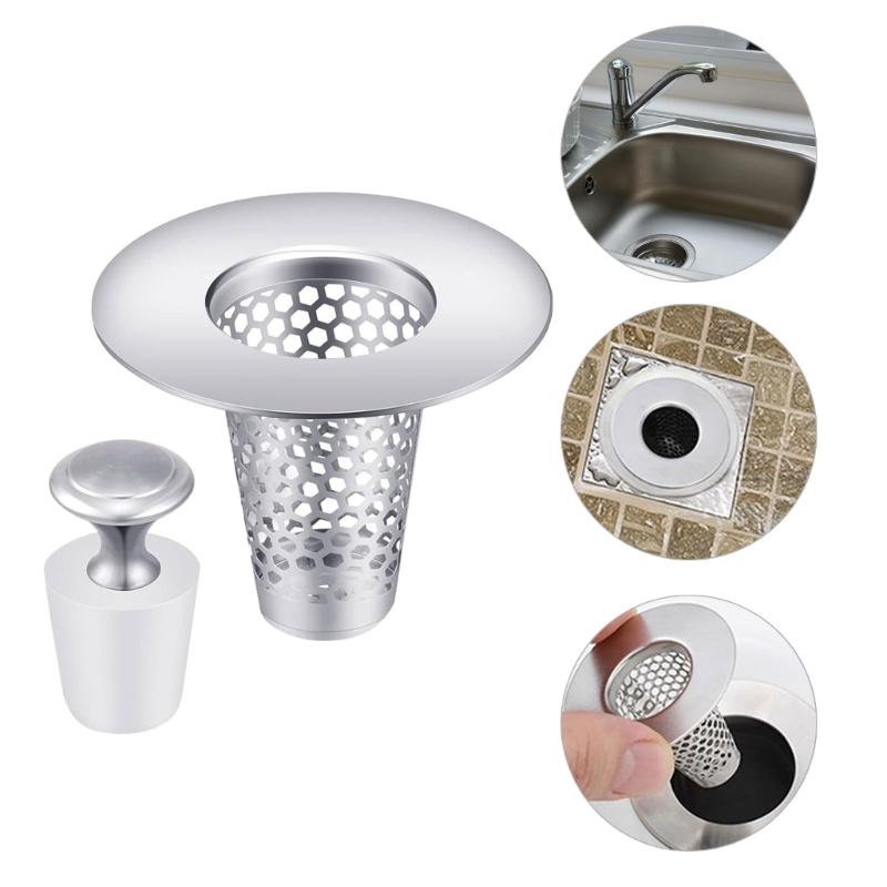 Cones Shape Bathroom Sink Strainers with Silicone Cover Sink Drain Guard with Protective Cover Steel Drain Strainer