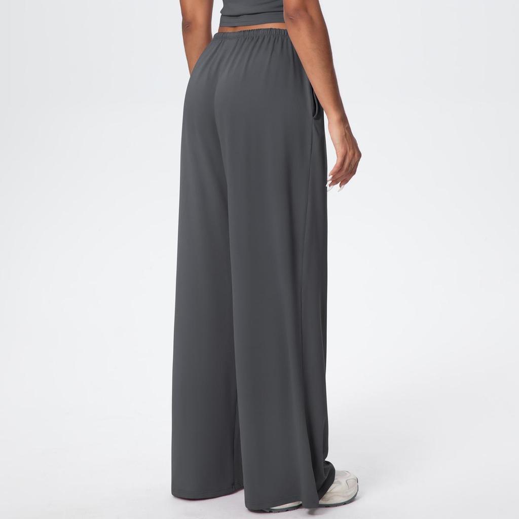 New Loose Fit Wide Leg Yoga Pants with Pockets and Elastic Drawstring