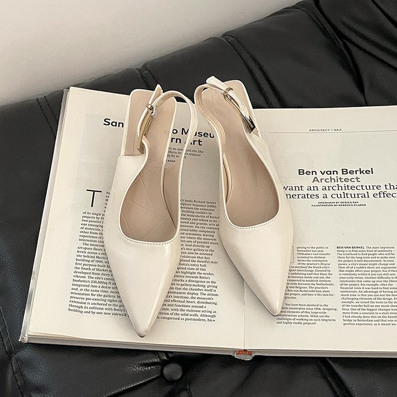 

Niche high-end thin-heeled bag head sandals women s spring and skirt temperament high-heeled single shoes 41 бежевый