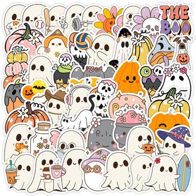 50 Cute Halloween Ghost Doodle Stickers Personality Cartoon Halloween Stickers Suitcase Decoration Stickers