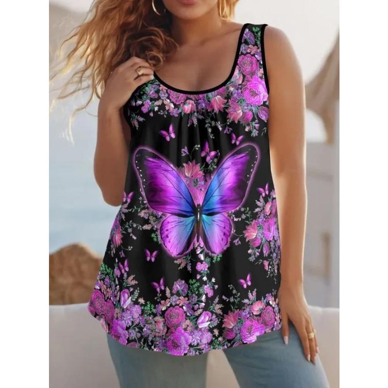 Summer Women's Sleeveless Vest Creative Color Printing Comfortable Soft Fashionable Versatile Vest