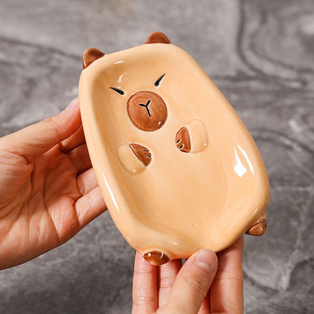 Sloping Base Capybara Soap Tray Cartoon Soap Storage Rack Self Draining Soap Holder  Household