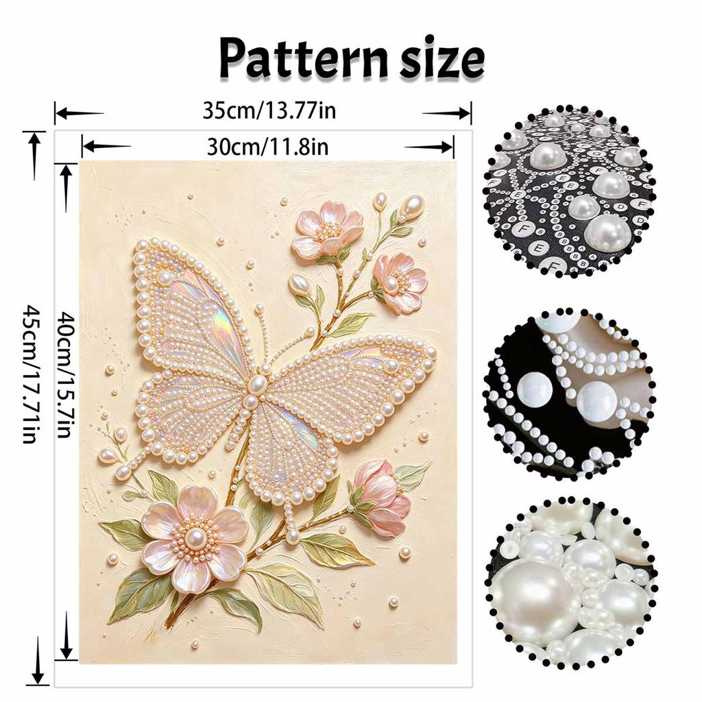 Pearl painting set 5D pearl mosaic art style butterfly and flowers home wall decoration.