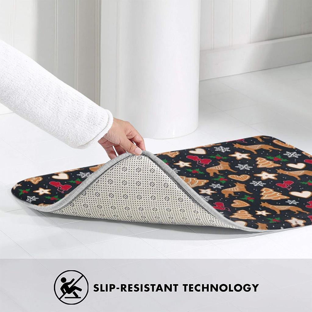 Gingerbread Pups German Shepherd Dog Anti-slip Doormat Floor Mat Washable Carpet Rug for Kitchen Entrance Bedroom Footpad Mats
