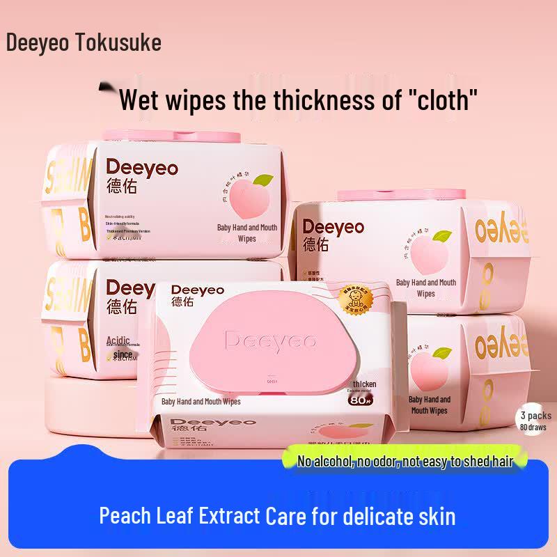 DeYou Peach Leaf Extra Thick Wet Wipes