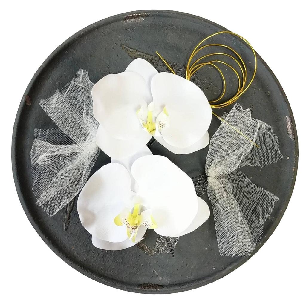 Phalaenopsis Orchid Tulle Lace Flower Hair Ornament Set for Japanese Graduation Hakama [J's Select] Clothing, Weddings, Coming-of-age Ceremonies,