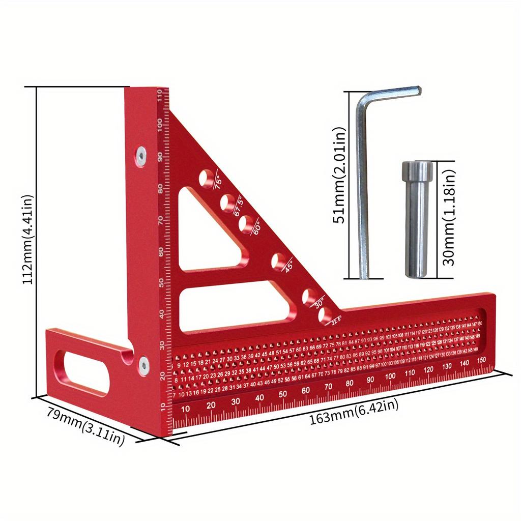 3D Measuring Ruler Aluminum Alloy Woodworking Square Protractors Triangle Layout Measuring Tool  Multipurpose Measuring Ruler