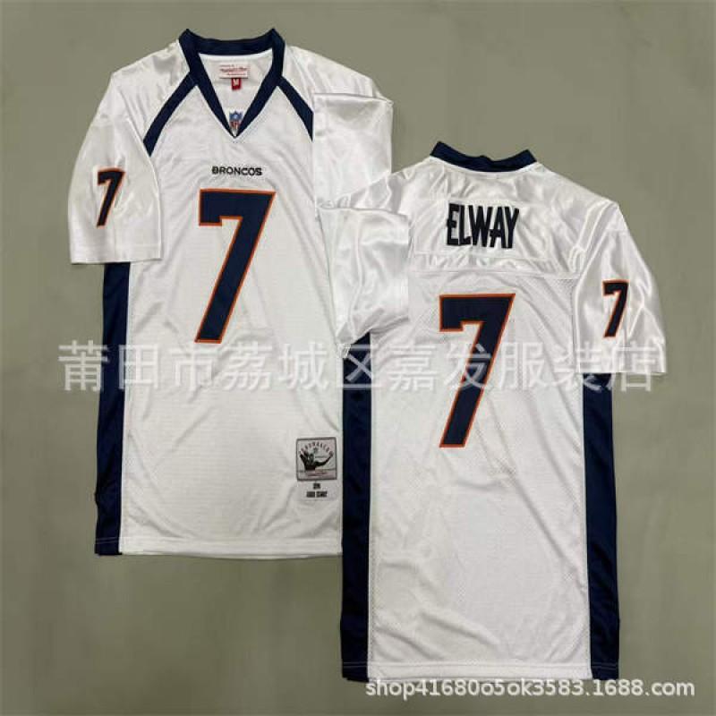 Denver Broncos Retro Football Jersey Mens Cotton Training Shirt NFL Style Rugby Sportswear