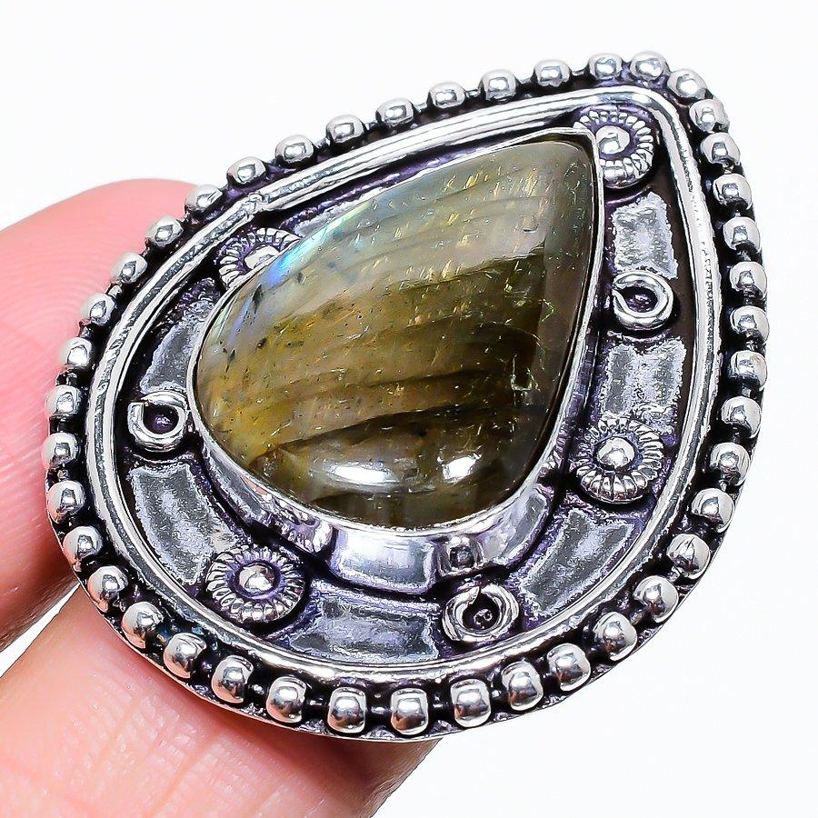 

Labradorite Handmade 925 Sterling Silver Jewelry Ring Size 9.5 O5j20