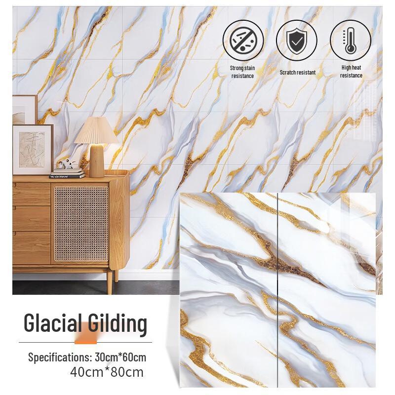 Fumede Glacier Golden 3D Brick Wall Stickers