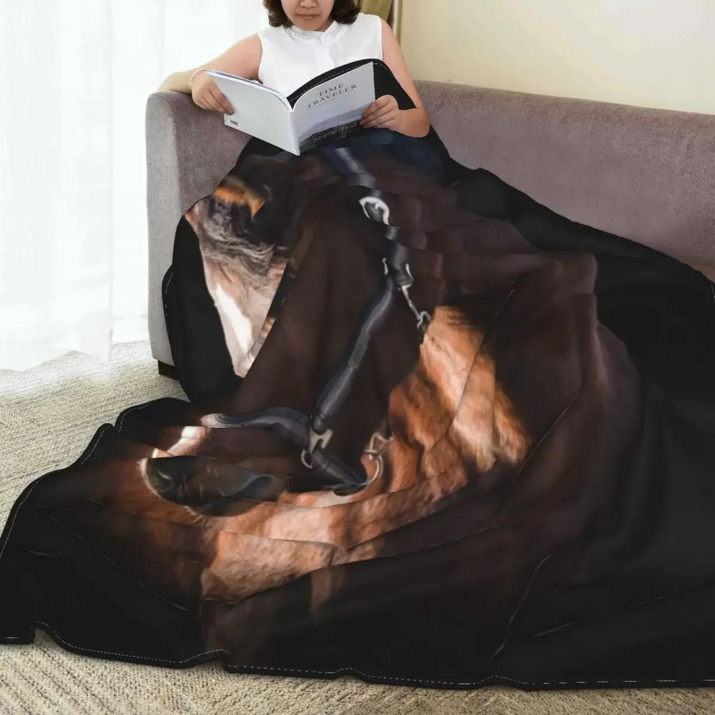 Horses Blankets Coral Fleece Plush Summer Nature Wild Animals Portable Lightweight Throw Blankets for Home Car Bedspreads