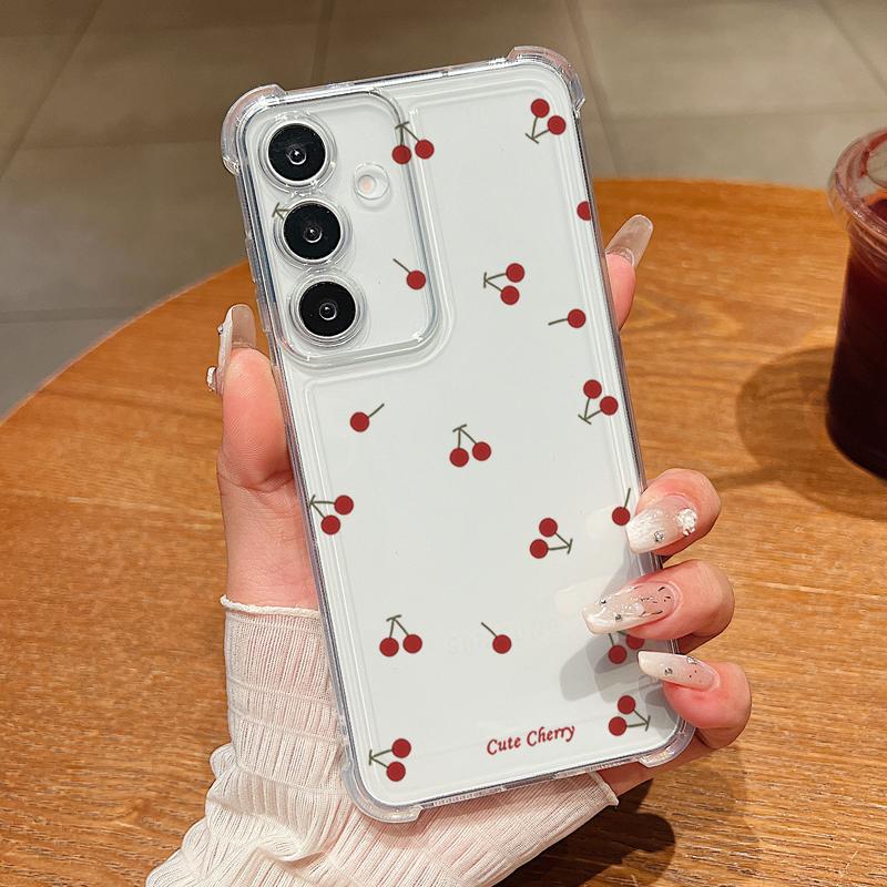 

Little Cherry Pattern Phone Case For Samsung Galaxy A57 A37 A17 A56 A16 A55 A36 A26 A15 A35 A54 A53 Clear Shockproof Soft Cover Galaxy A14