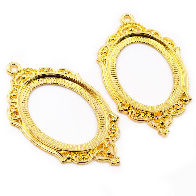 New Fashion 5pcs 30x40mm Inner Size 6 Colors Pierced Style Cabochon Base Setting Charms Pendant for DIY Jewelry Making