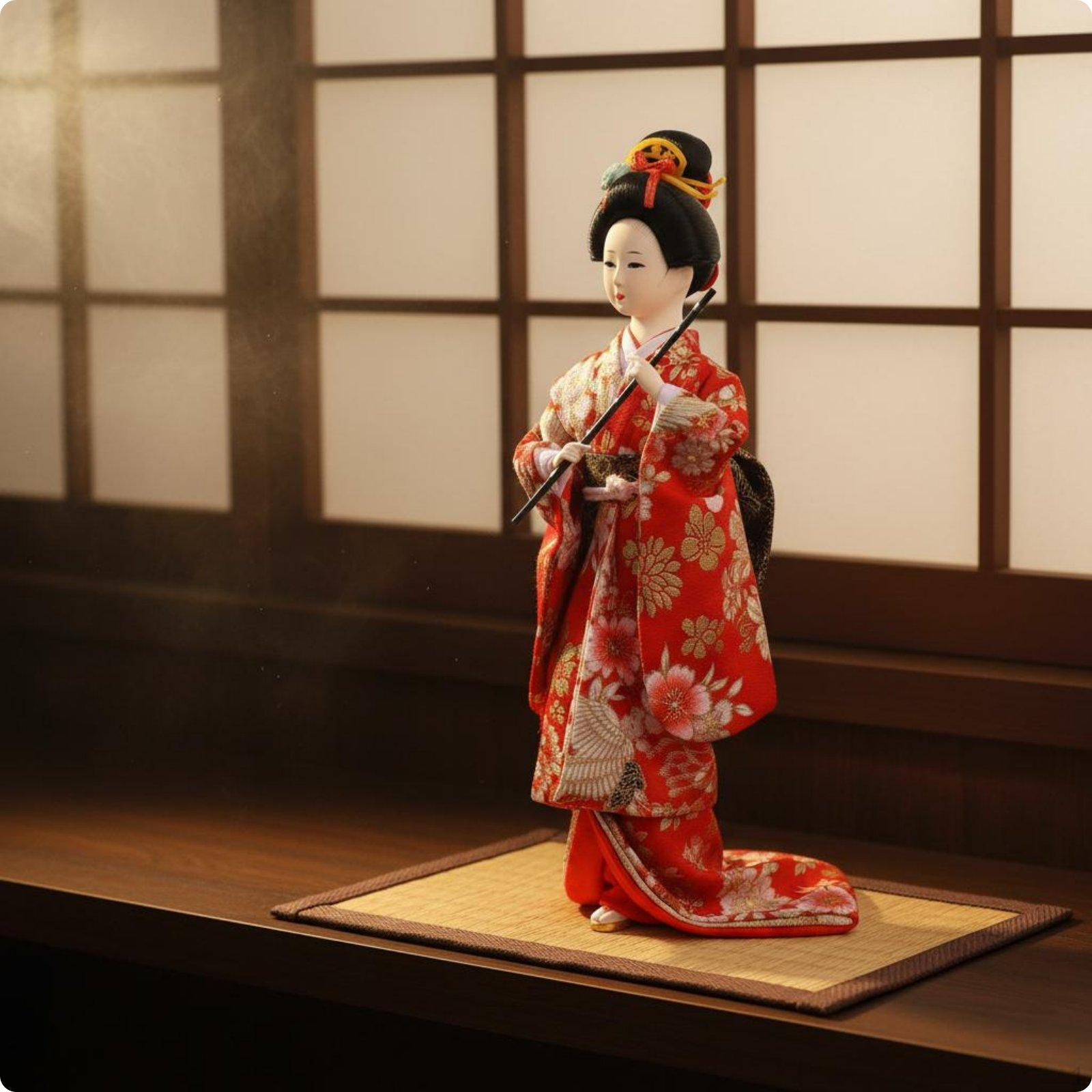 Japanese Geisha Doll Classic Design KimonoClad Figurine Handcrafted Traditional R1201