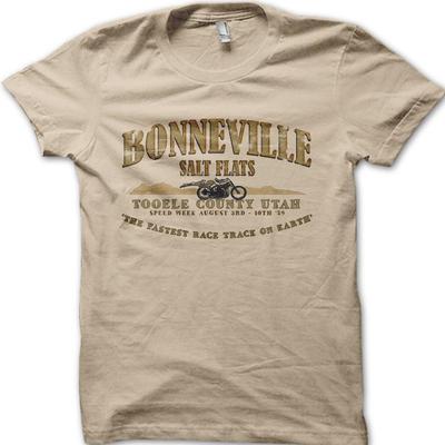 VINTAGE BIKER Boneville Salt Flats Deserto del Mojave Moto Classica Maglietta
