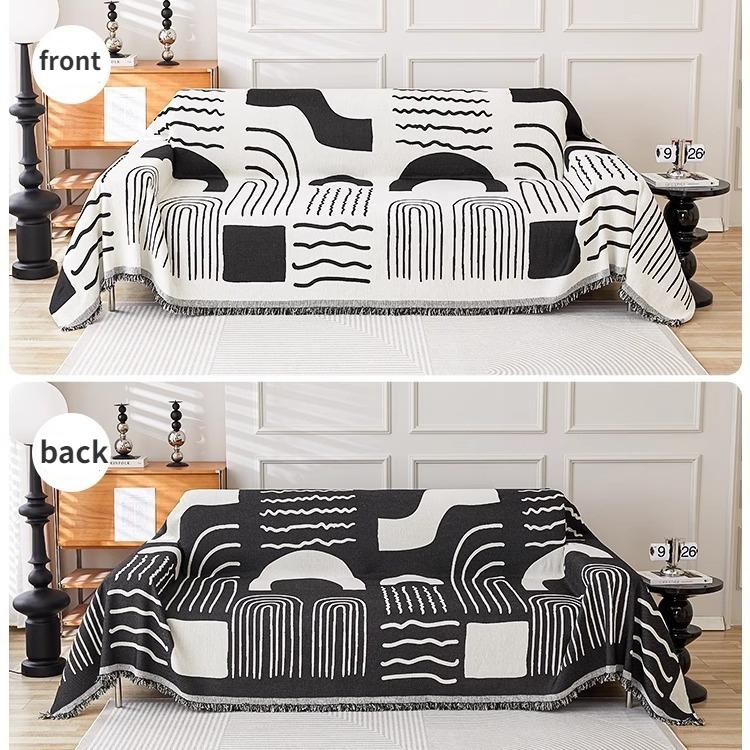 Black Bohemia Geometry Sofa Towel All-purpose Modern Sofa Cover Cloth Double-sided Anti-cat Scratching Sofa Slipcover Blankets