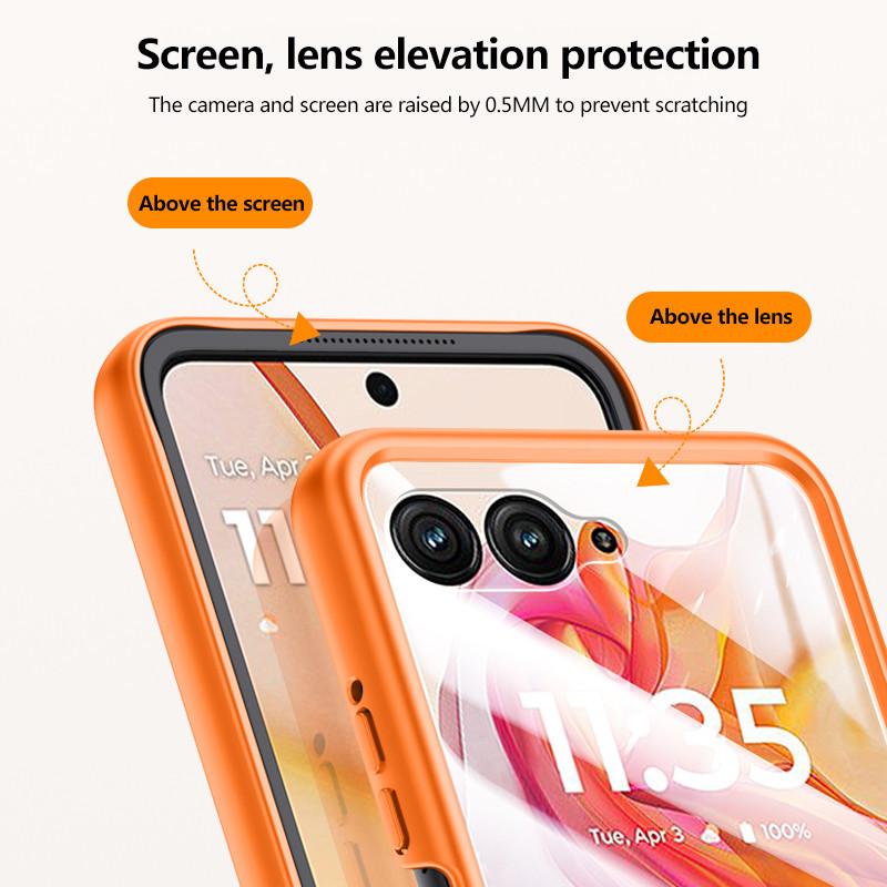 Feel Skin Leather Hinge Shockproof Cover for Motorola Razr 50 50Ultra Case Ani-Knock Protective Full Protection Film Case Cover