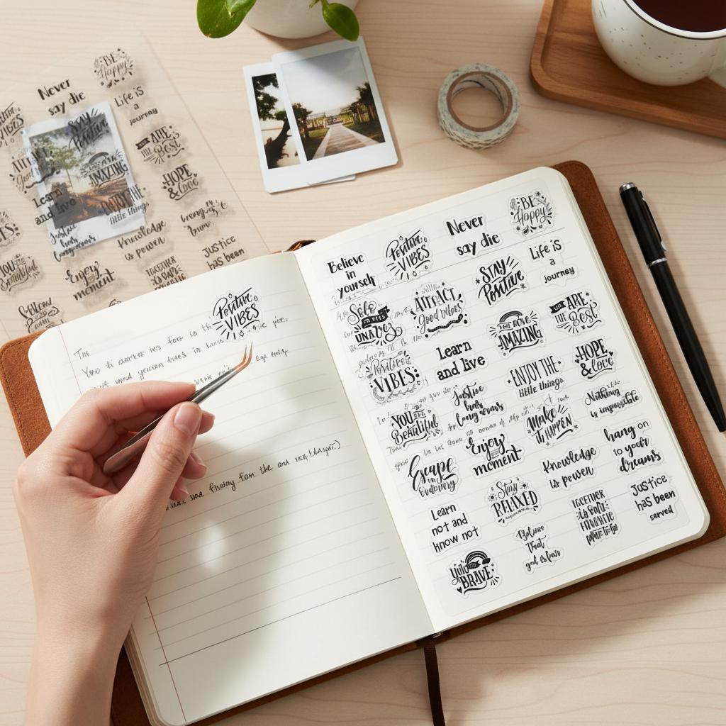 Transparent Inspirational English Sticker Sheet for Journal Decoration Motivational Quotes Scrapbooking Material