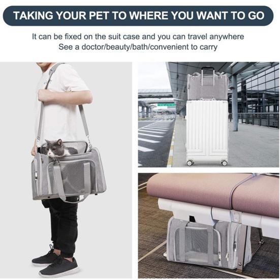 Soft-Sided Pet Carrier Portable Dog Car Seat with Cushion Collapsible Travel Puppy Carrier Bag for Small Medium Dogs Cats