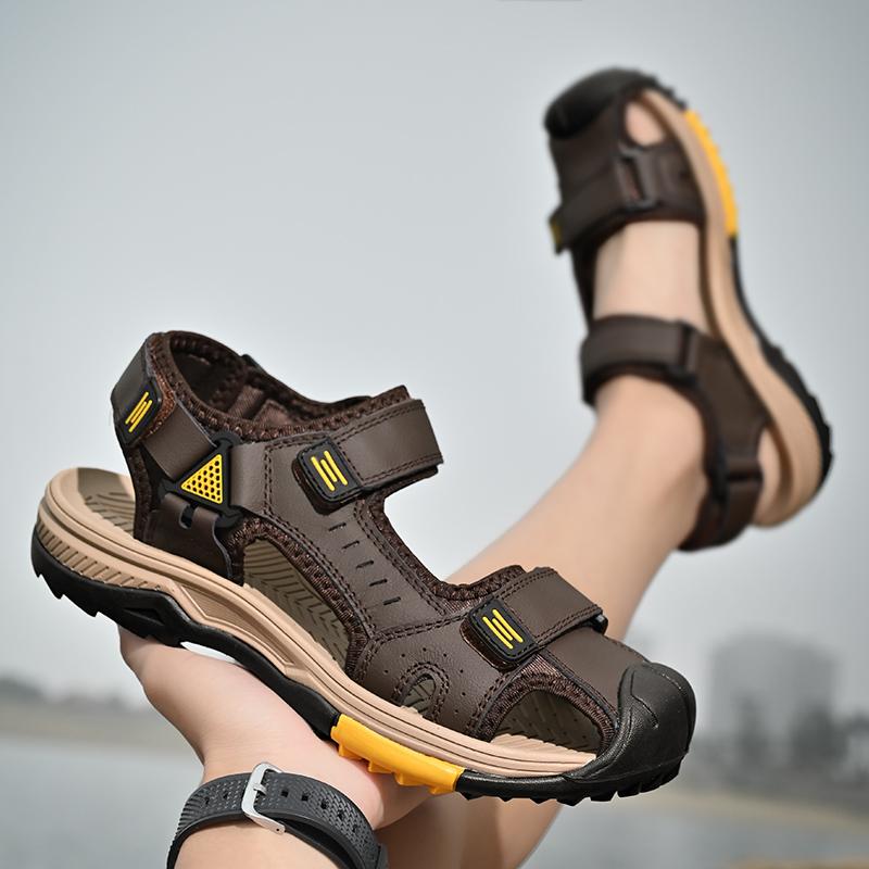 Summer Men Sandals Genuine Leather Mens Casual Shoes Outdoor Men Leather Sandals for Men Beach Shoes Roman Mens Shoes