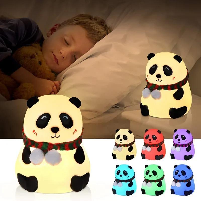 Rechargeable Touch Sensor Night Lights Cute Panda Silicone Lamp LED Dimming Lamp Bedside Decor Kids Night Light Birthday Gift