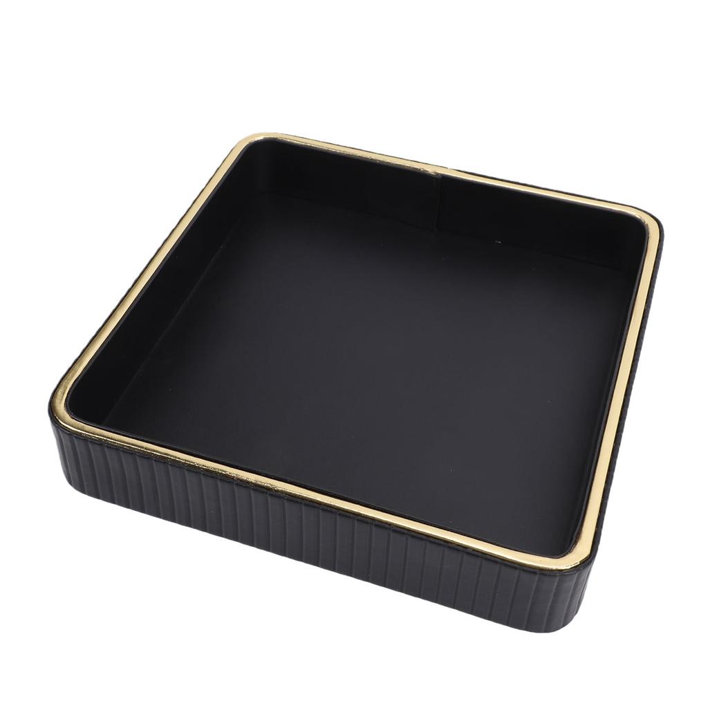 Perfume Tray Jewelry Trinket Organizer Tray Multipurpose Nightstand Organizer for Vanity Countertop Bedroom Black and