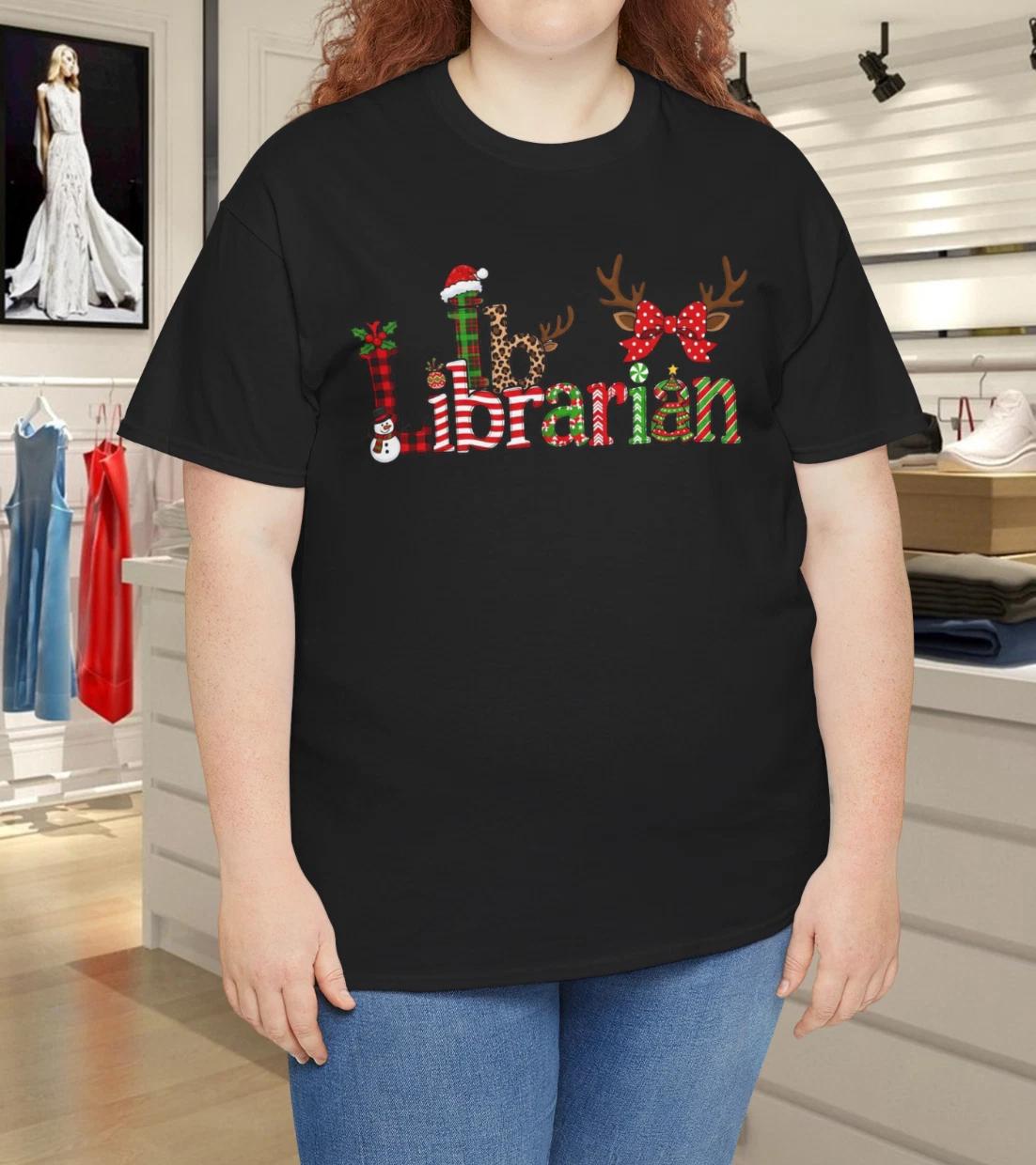 Librarian Christmas Cute Librarian Gift Book Lover T- Shirt L