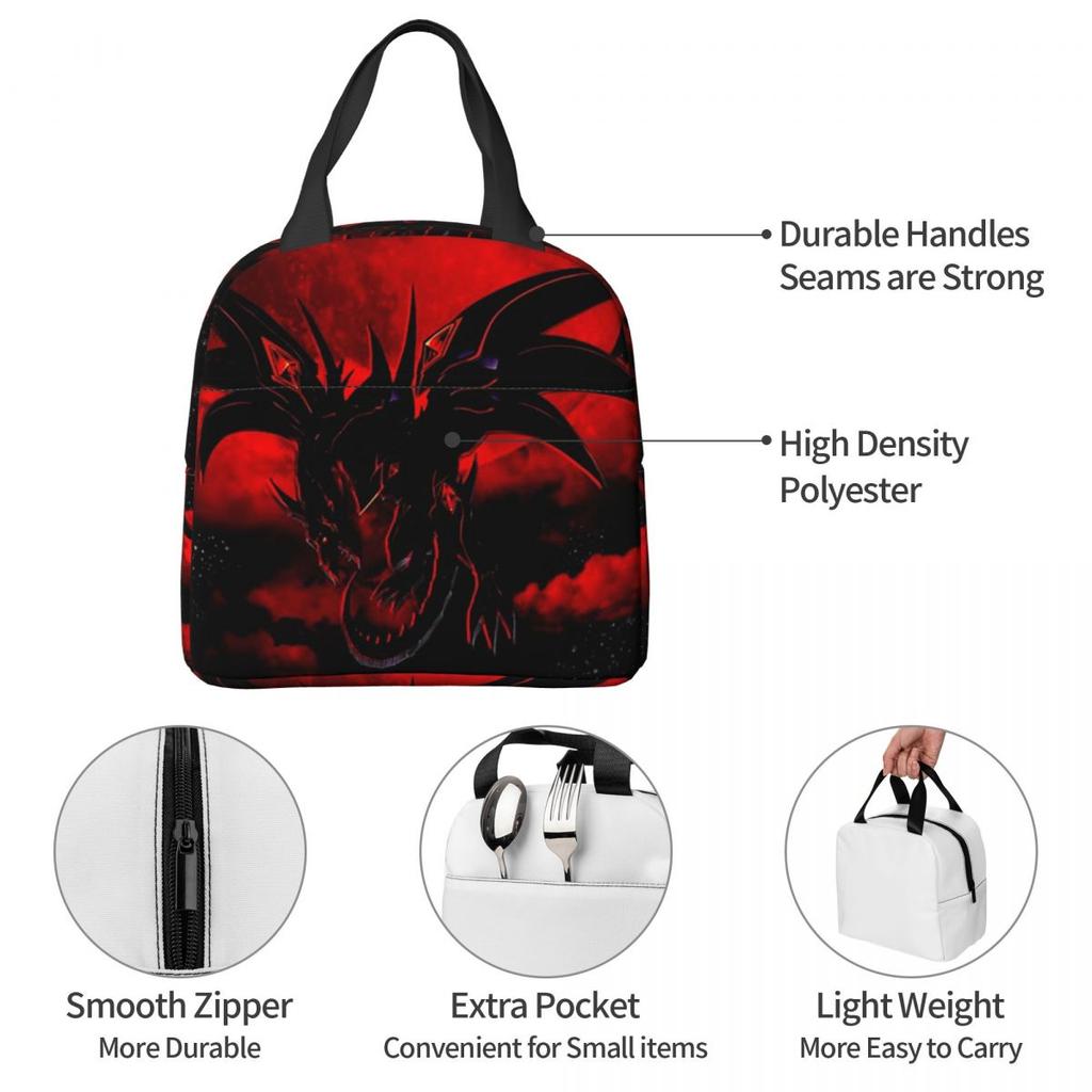 Dragon Red Moon Pattern Insulated Lunch Bag for Women Office Cooler Thermal Food Box Tote Portable Lunch Boxes Container