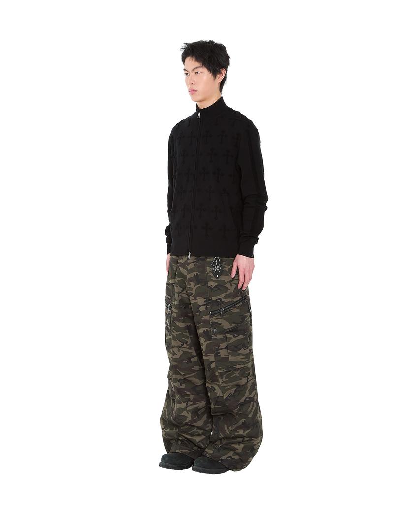 AAKAM Cross Boucle Knit Zip-Up (Black)