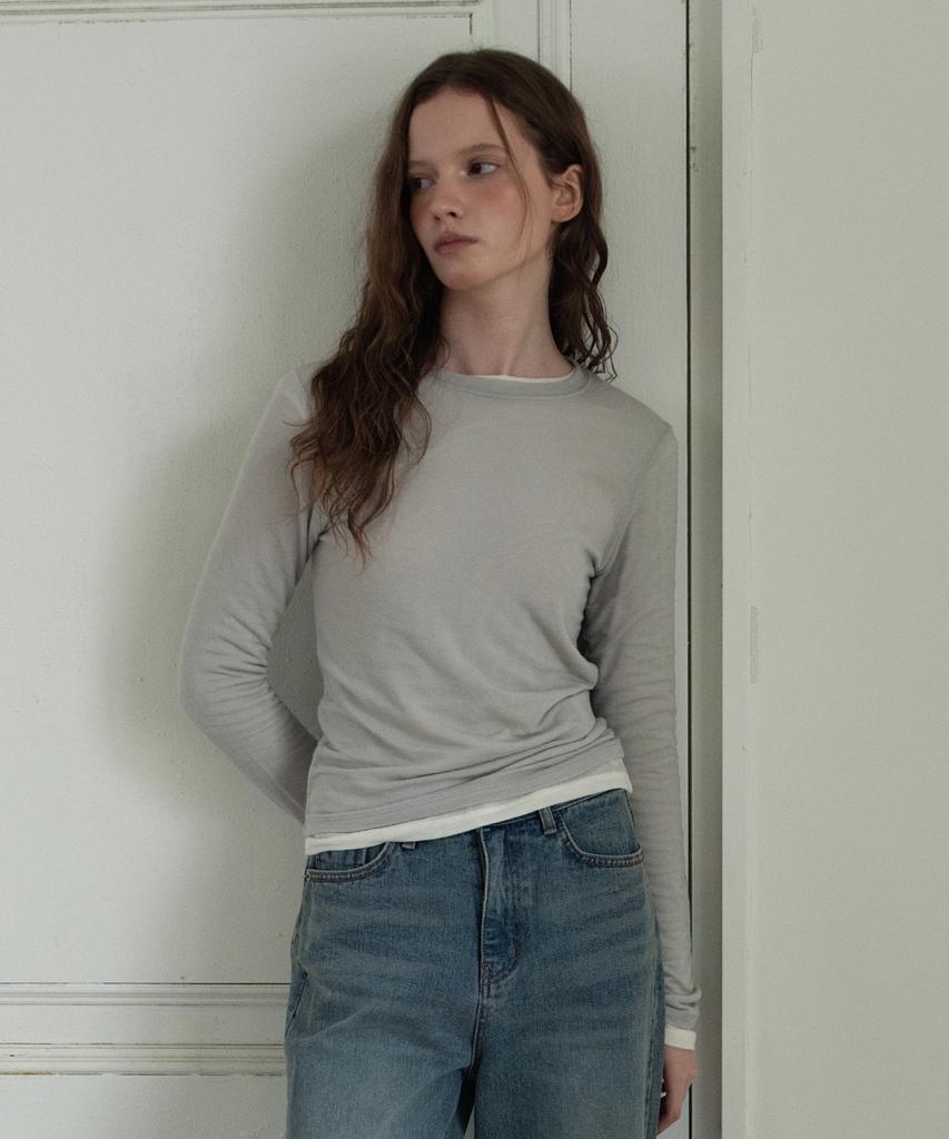 WAARFORWOMAN Wt-96 Mild Cashmere T-Shirt_Gray