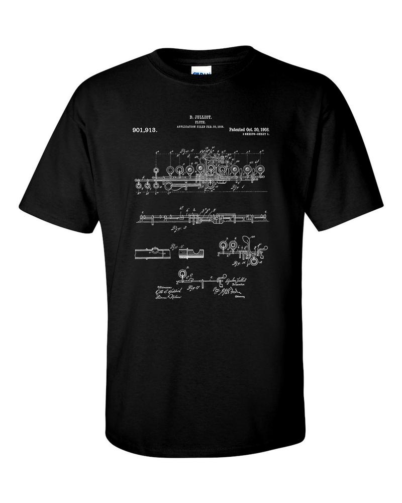 Flute Patent Blueprint Woodwind InstruUnisext Musician TShirt