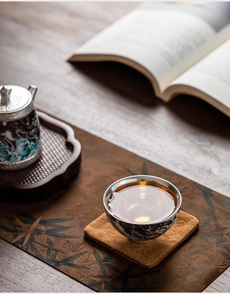 Silver-Plated Dragon Gongfu Tea Cup: Elegant Gift for Elders, Leaders, Parents - Perfect for Birthdays and Housewarmings