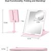 Travel Makeup Mirror with Lights and Magnification 10X Portable Make Up Compact Tabletop Mirror with Adjustable Stand 3 Colored