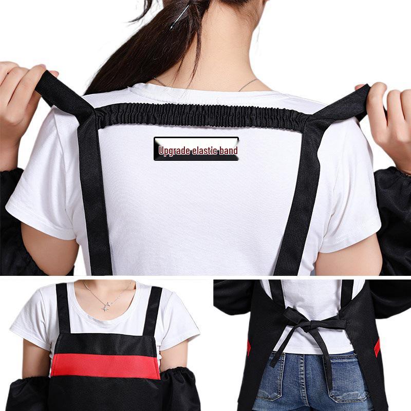 Waterproof Logo Printed Women's Catering Waist Apron - Oil-Proof for Kitchen & Supermarket.
