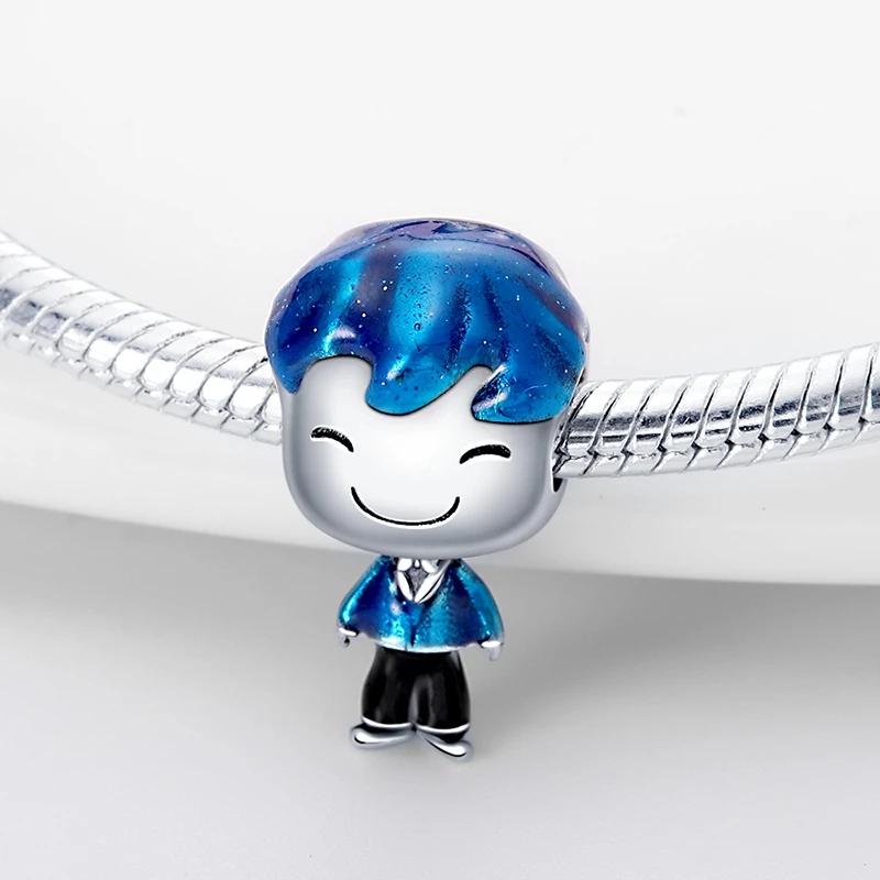 Copper Boy Girl Couple Lovers Beads Charms Zirconium Dangle Fit Original Bracelet Charms Jewelry Women Diy