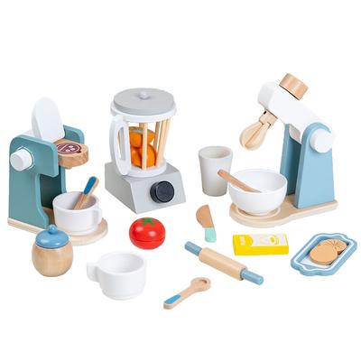 Träkök Låtsaslek Leksak Simulering Trä Kaffemaskin Brödrost Matberedare Baby Tidig Inlärning Pedagogisk