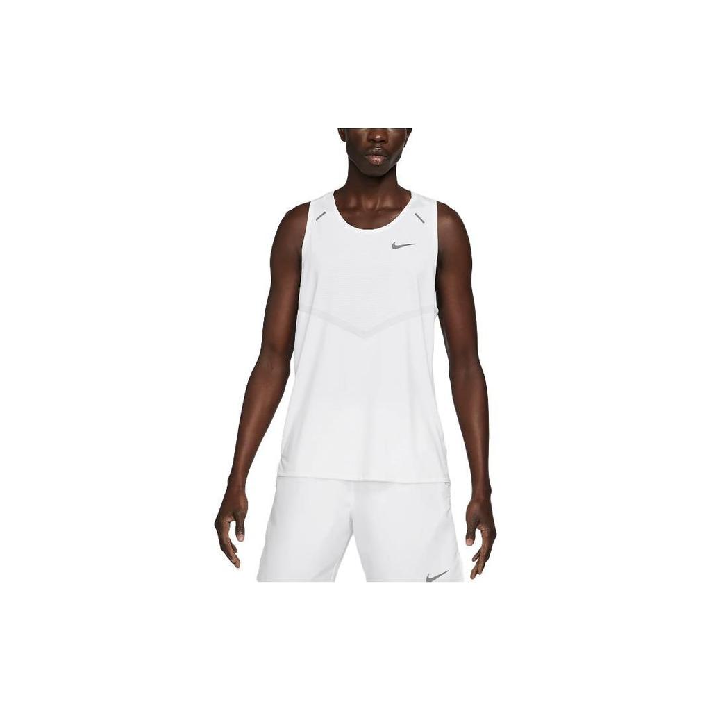Nike Rise 365 Solid Logo Round Neck Sleeveless Running Vest Men Tops White CZ9179-100