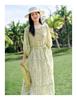 [Green Sound Skirt] Jiuzi Anna Kou Rural Style Relaxing Plant Printed Dress 2025 Summer New Style