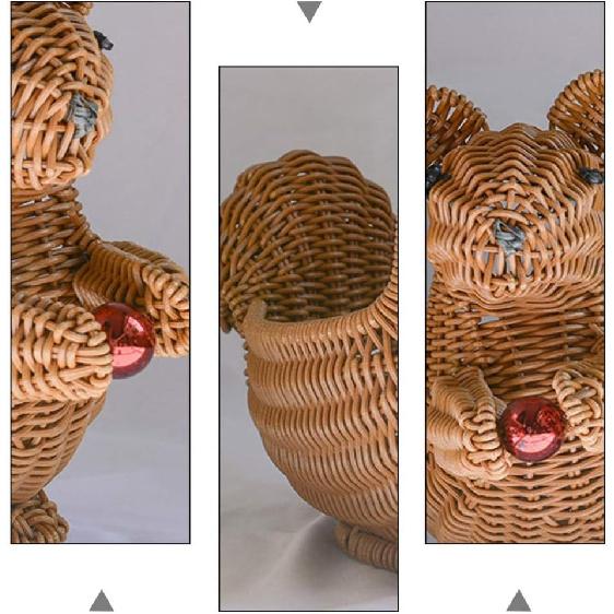 EXCEART Squirrel Shape Woven Storage Basket with Lid - Handwoven Rattan Storage Basket Organizer Squirrel Shape Woven Wicker Food Fruit Vegetable