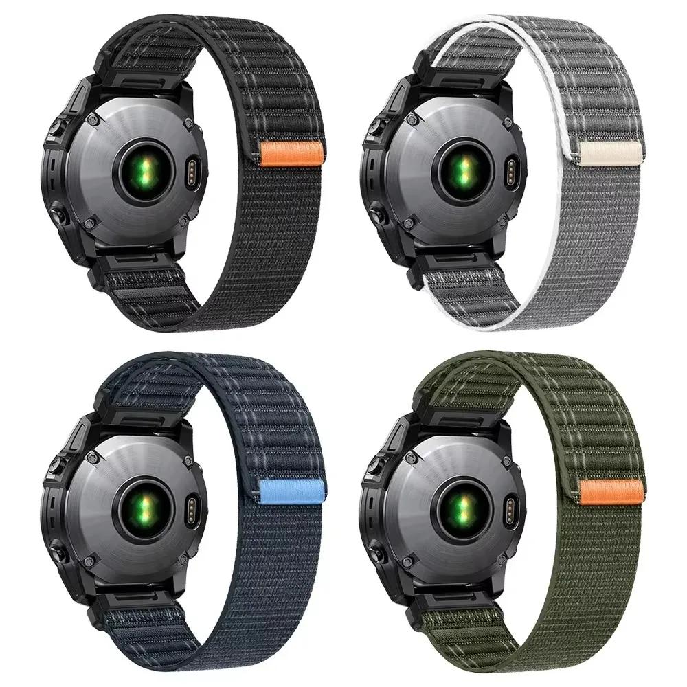 2pcs 26/22mm Nylon Loop Strap for Garmin Descent Mk3i Watch Band Forerunner 970 965/Fenix 8 E 7X 6X/Enduro 3 Quickfit Wristband