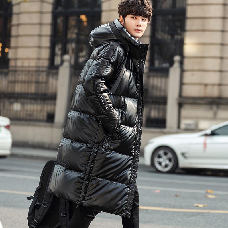 2025 Unisex Long Men's Over-the-Knee Winter Down Jacket with Thick Velvet Lining