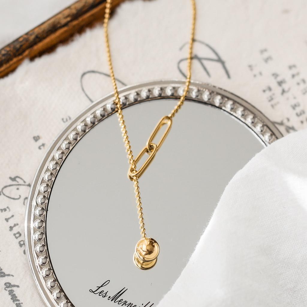 316L Stainless Steel Fashion Upscale Casual Spheric Slide Tassel Charms Beaded Chain Choker Necklaces Pendant For Women